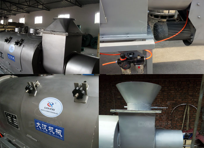 氣旋篩:電機,進料口,氣壓裝置等特寫圖片