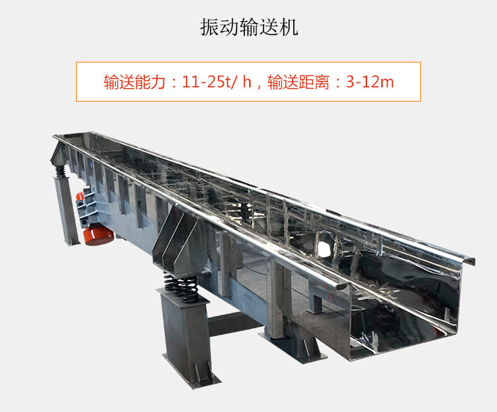 振動輸送機：輸送能力：11-25t/ h，輸送距離：3-12m