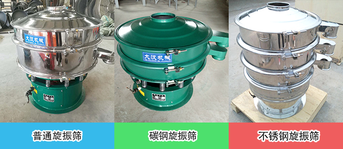 醫藥振動篩常見材質展示：碳鋼＋不銹鋼，不銹鋼，碳鋼等材質展示